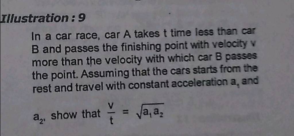 Illustration: 9 In A Car Race, Car A Takes T Time Less Than Car B And Pas..