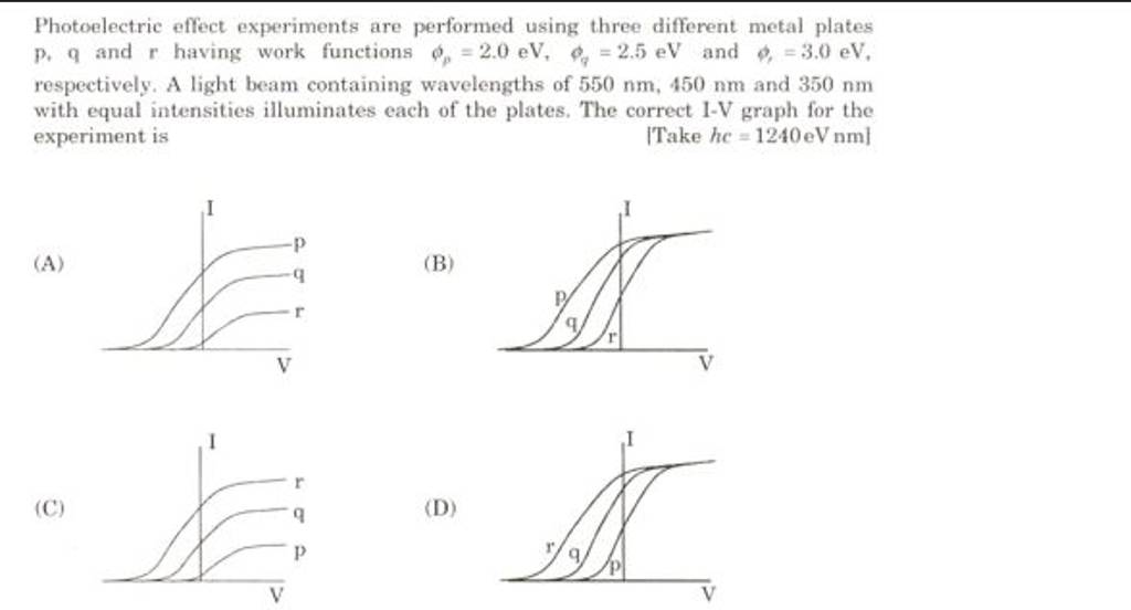 photoelectric effect experiments are performed using three different