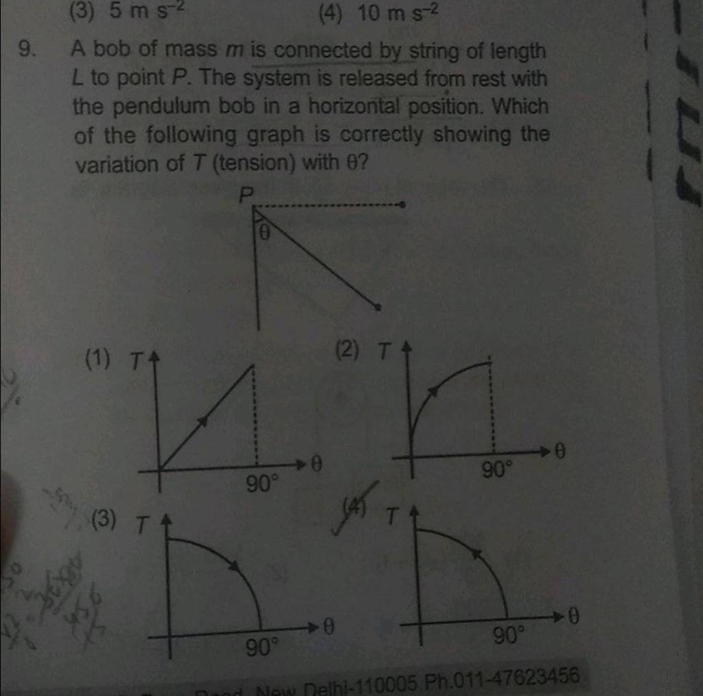 A Bob Of Mass M Is Connected By String Of Length L To Point P The Sys