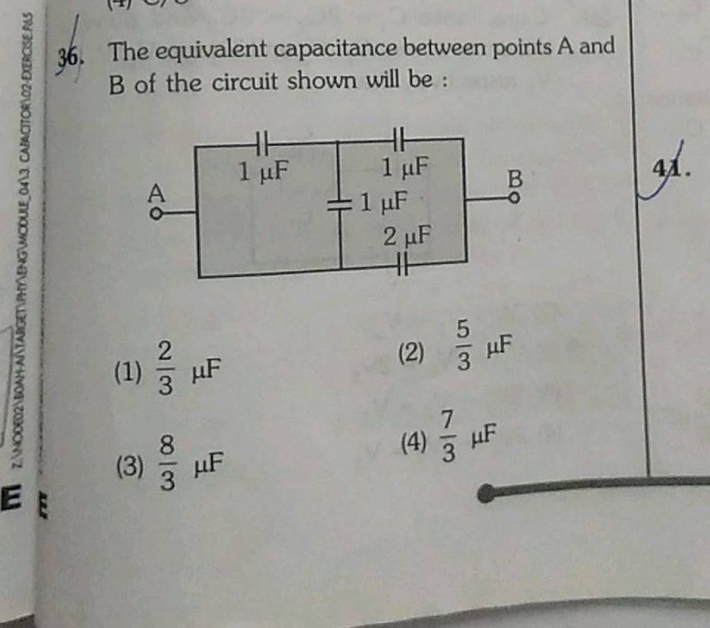 The Equivalent Capacitance Between Points A And B Of The Circuit Shown Wi..