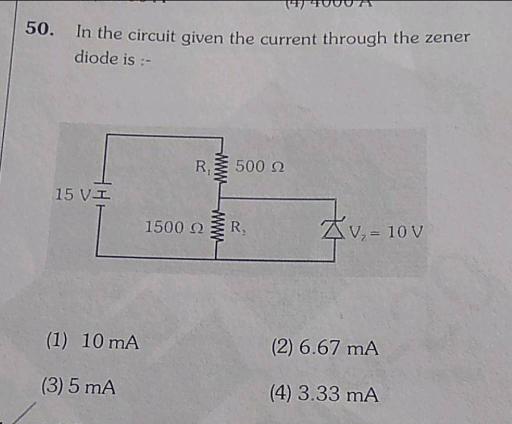 In the circuit given the current through the zener diode is Filo