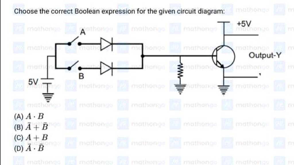 Choose the correct Boolean expression for the given circuit diagram:..