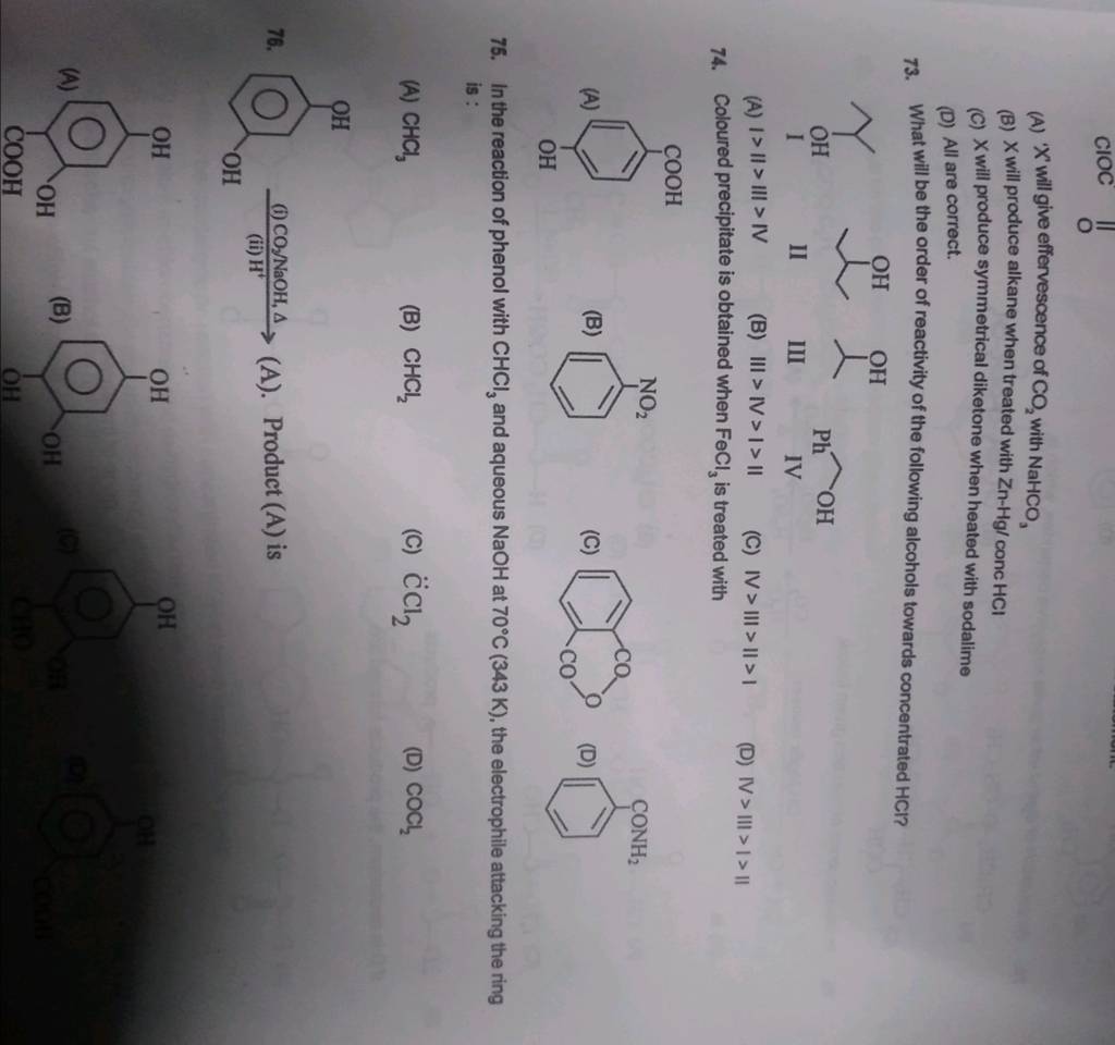 In the reaction of phenol with mathrmCHCl3 and aqueous mathrmNaOH at 70c..