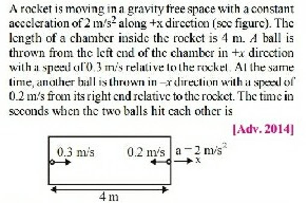 A rocket is moving in a gravity free space with a constant acceleration o A rocket is moving in a gravity free space with a constant acceleration o