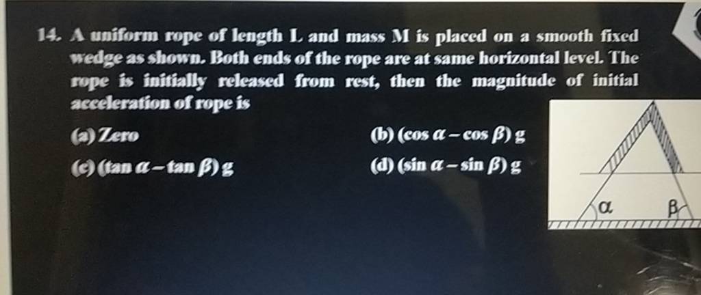 A Uniform Rope Of Length MathbfL And Mass MathbfM Is Placed On A Smooth F..