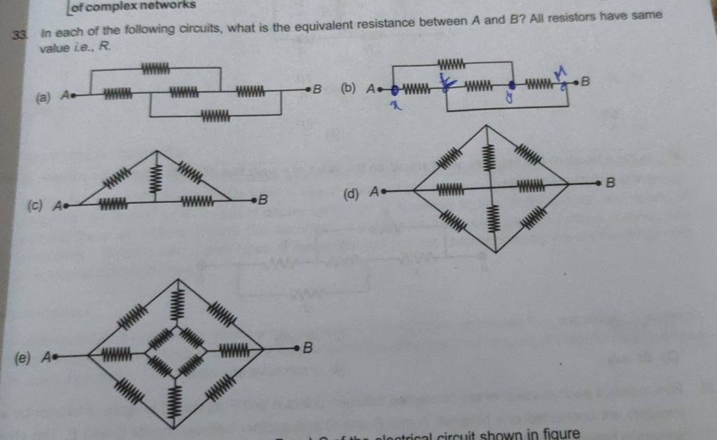 in each of the following circuits, what is the equivalent resistance betw..