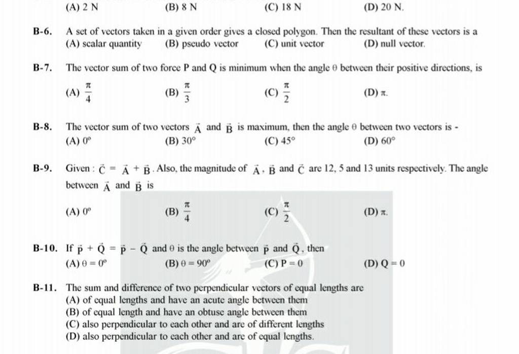 B-11. The sum and difference of two perpendicular vectors of equal length..