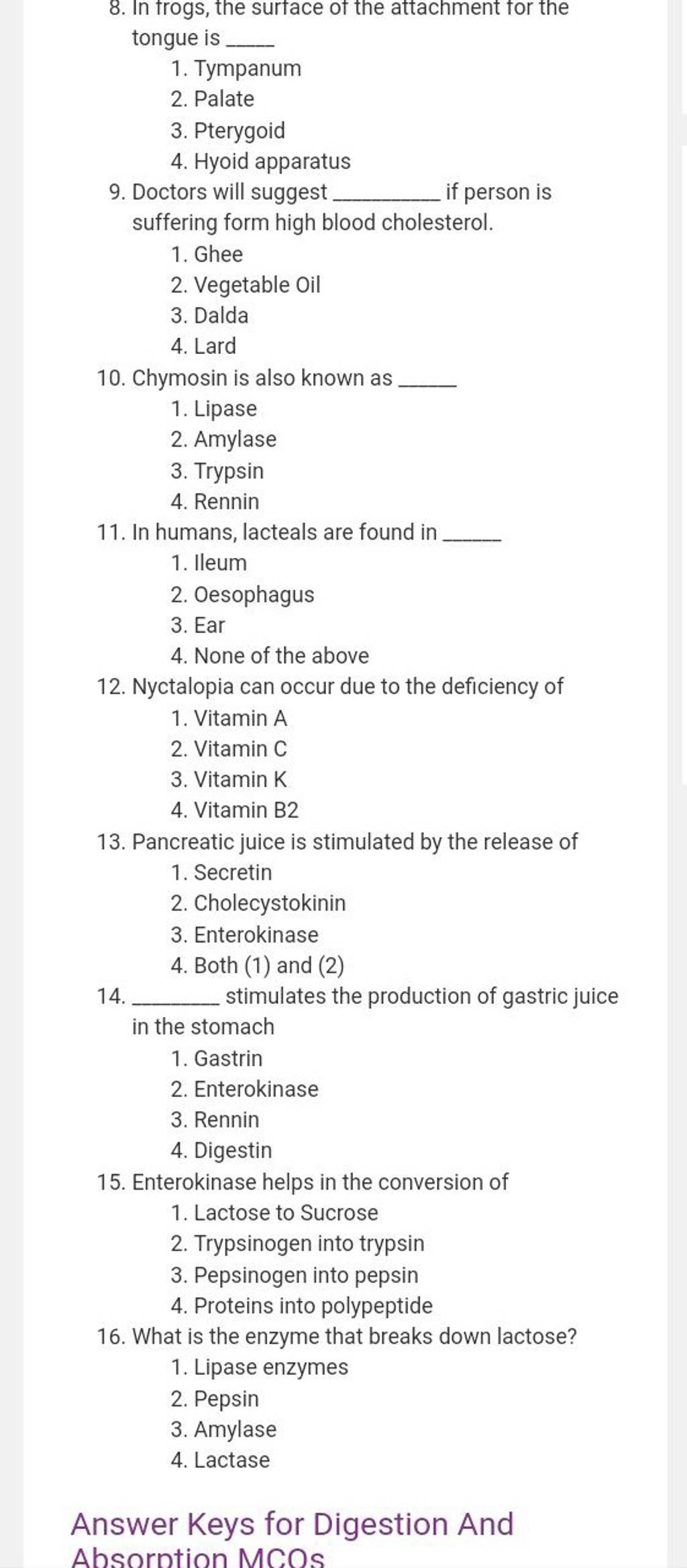 14. stimulates the production of gastric juice in the stomach | Filo