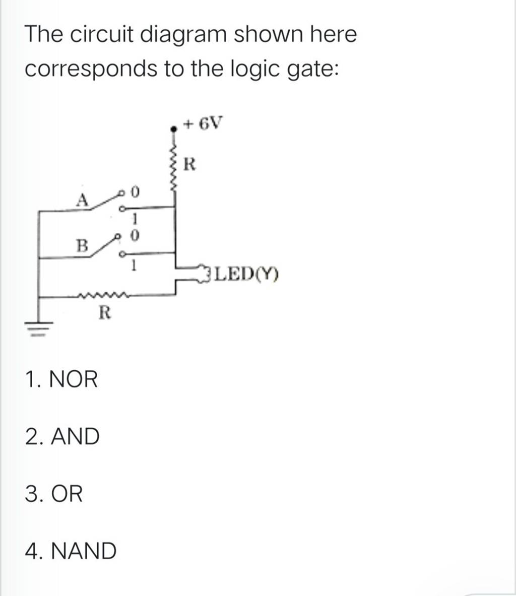 The circuit diagram shown here corresponds to the logic gate: | Filo