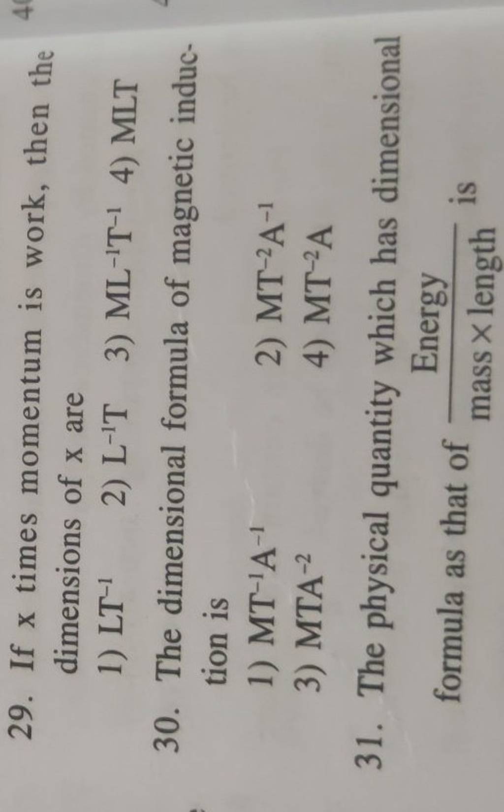 The dimensional formula of induction is Filo