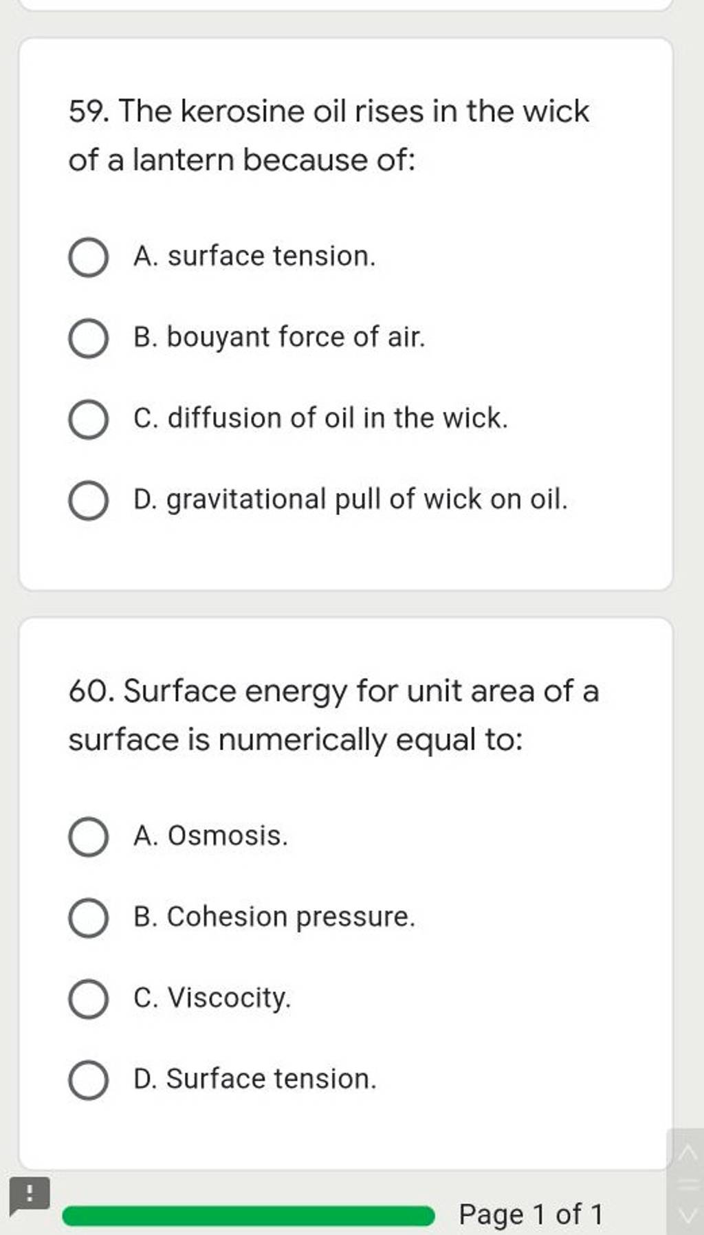 Surface energy for unit area of a surface is numerically equal to Filo
