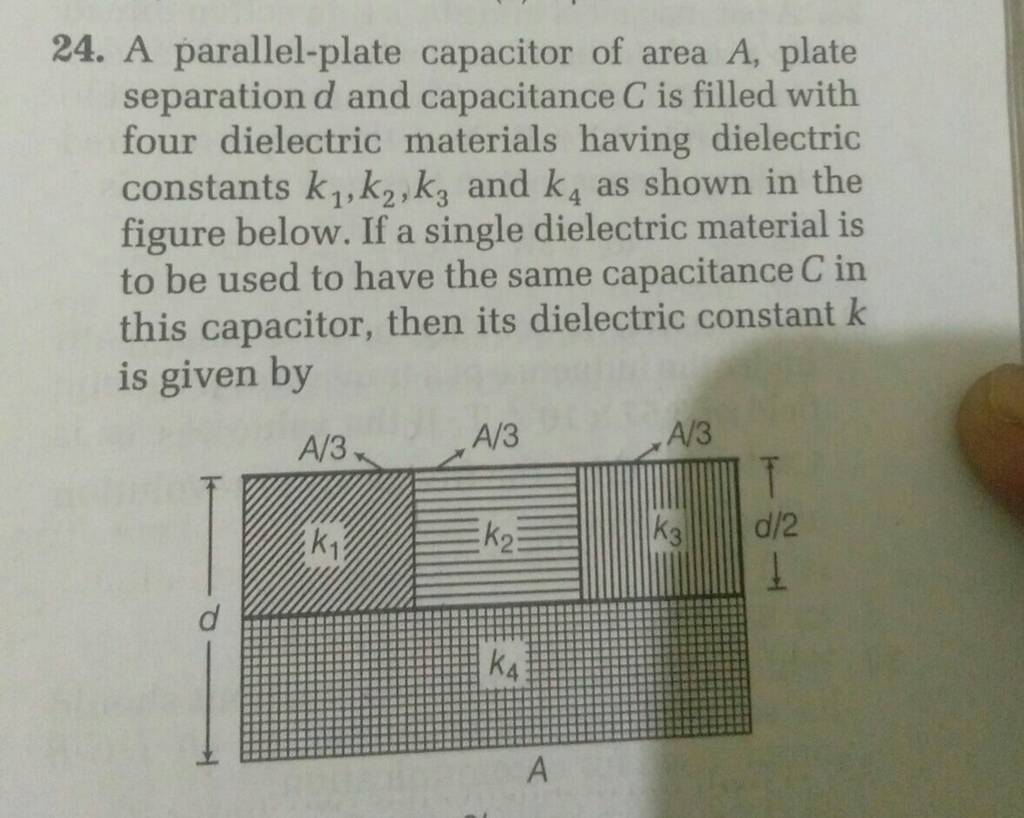 24. A Parallel-plate Capacitor Of Area A, Plate Separation D And Capacita..