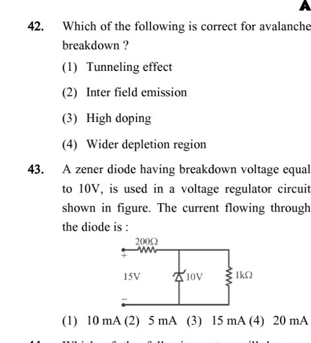 A zener diode having breakdown voltage equal to 10mathrm V, is used in a