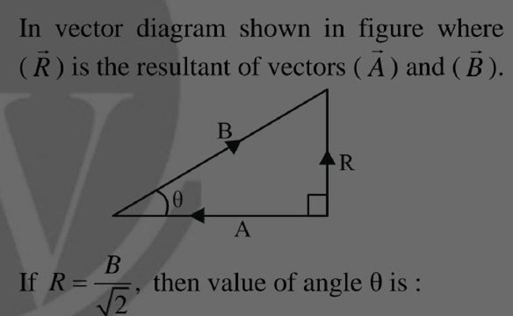 In vector diagram shown in figure where (vecR) is the resultant of vector..