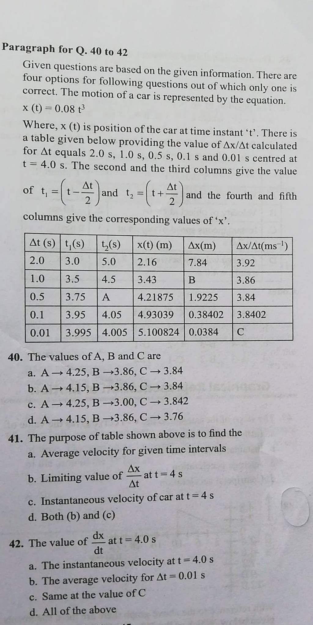 The purpose Of Table Shown Above Is To Find The Filo