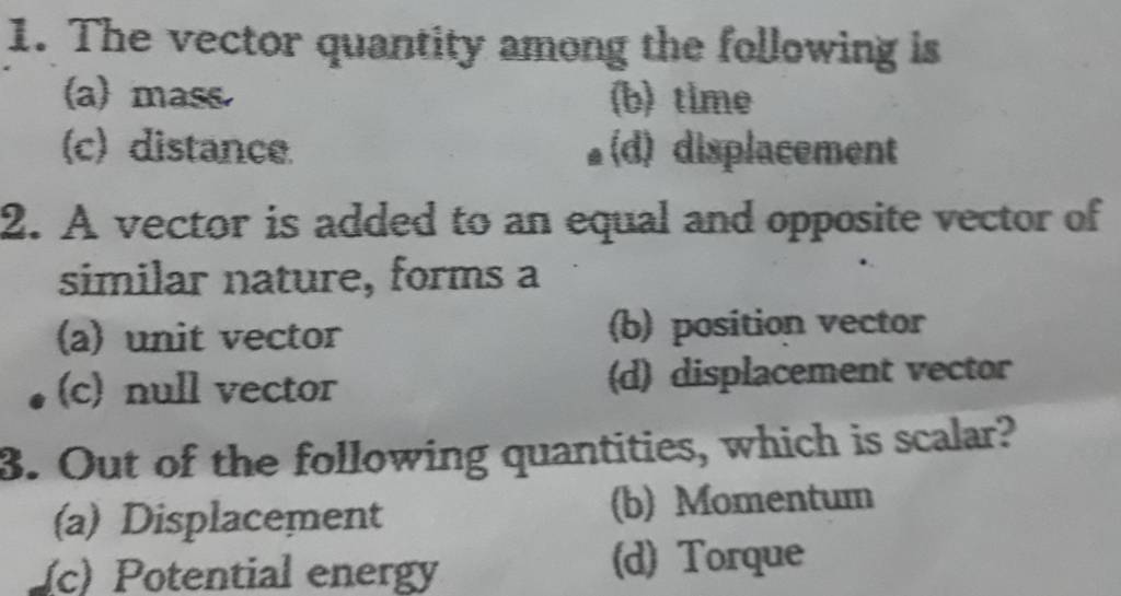  (c) null vector Filo