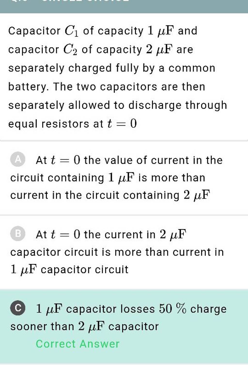 Capacitor C1 of capacity 1mumathrmF and capacitor C2 of capacity 2mumat..