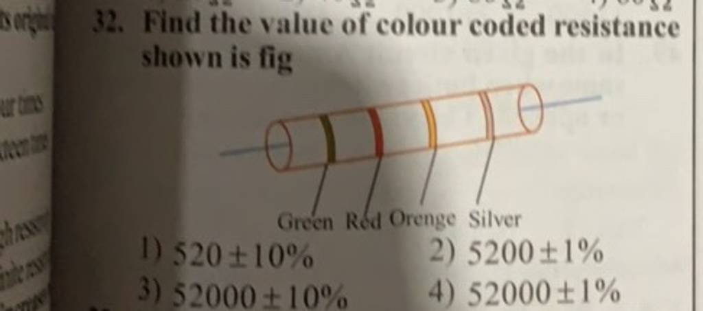 Find the value of colour coded resistance shown is fig | Filo