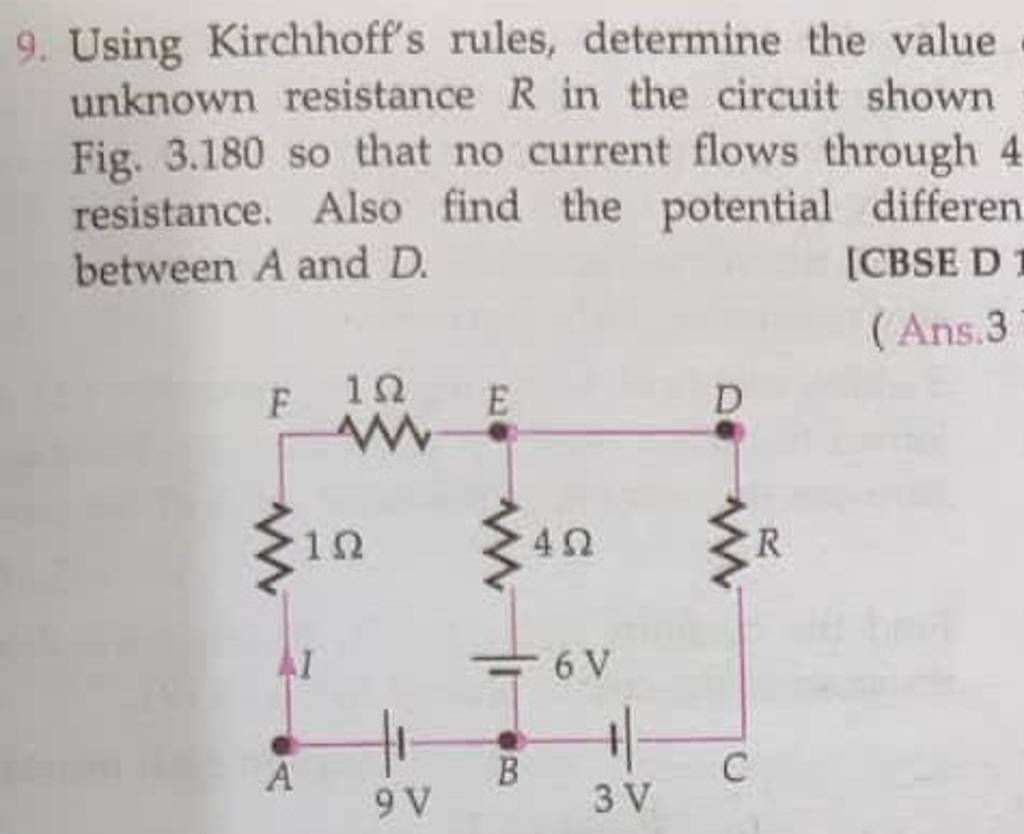 9 Using Kirchhoffs Rules Determine The Value Unknown Resistance R In Th 6283