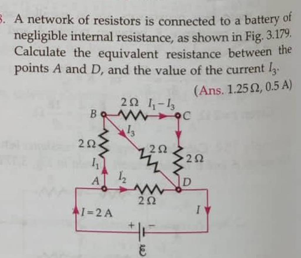 A network of resistors is connected to a battery of negligible internal r..