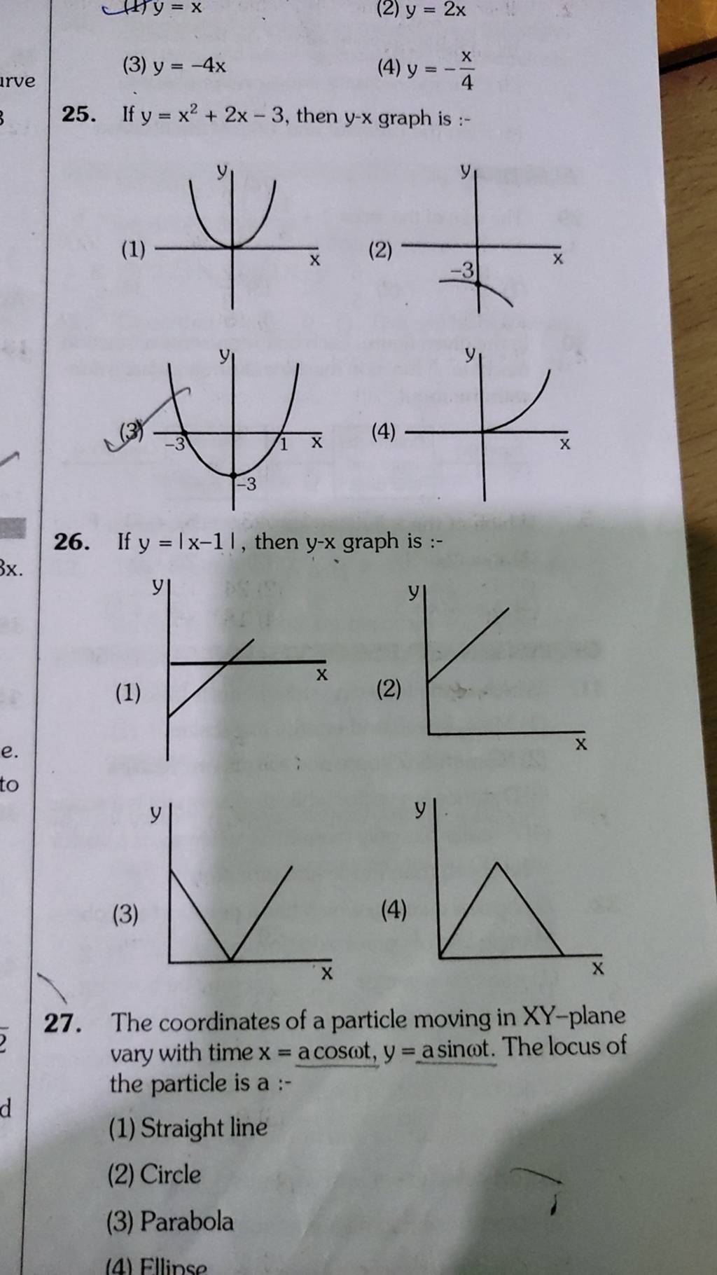 If y=∣x−1∣, then y−x graph is :- | Filo