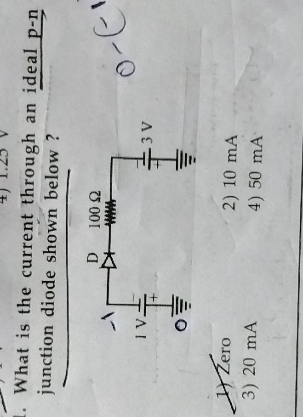 What is the current through an ideal pn junction diode shown below?..