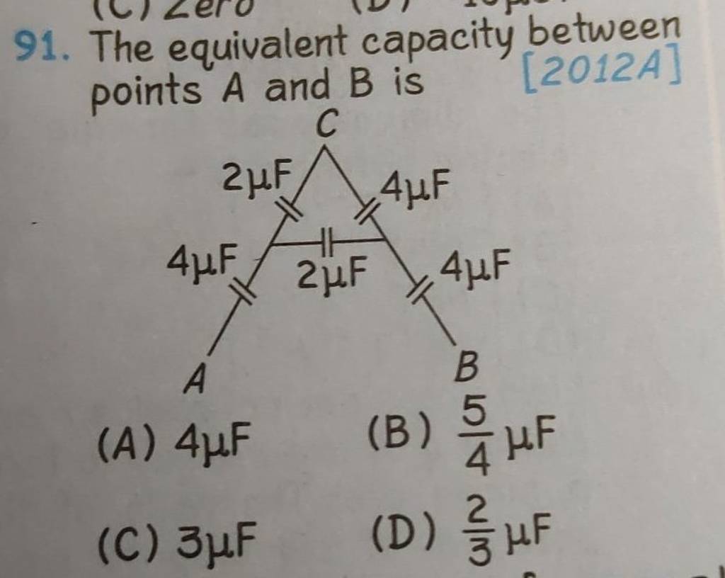 The Equivalent Capacity Between Points A And B Is | Filo