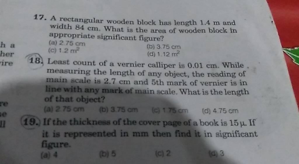 A rectangular wooden block has length 1.4mathrm m and width 84mathrm cm.