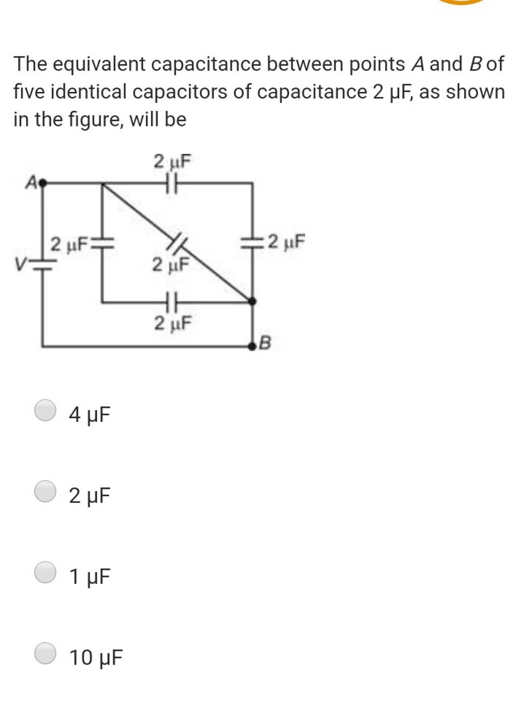 The Equivalent Capacitance Between Points A And B Of Five Identical Capac..