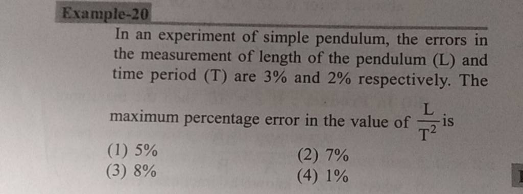 random errors in simple pendulum experiment