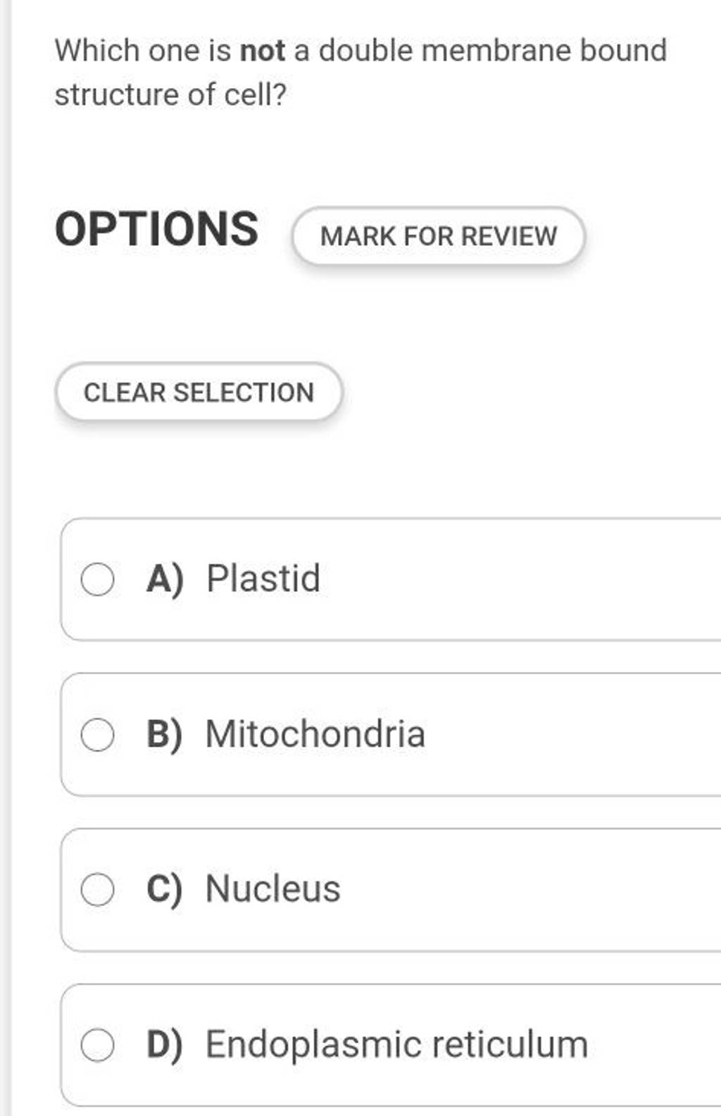 which-one-is-not-a-double-membrane-bound-structure-of-cell-options-mark