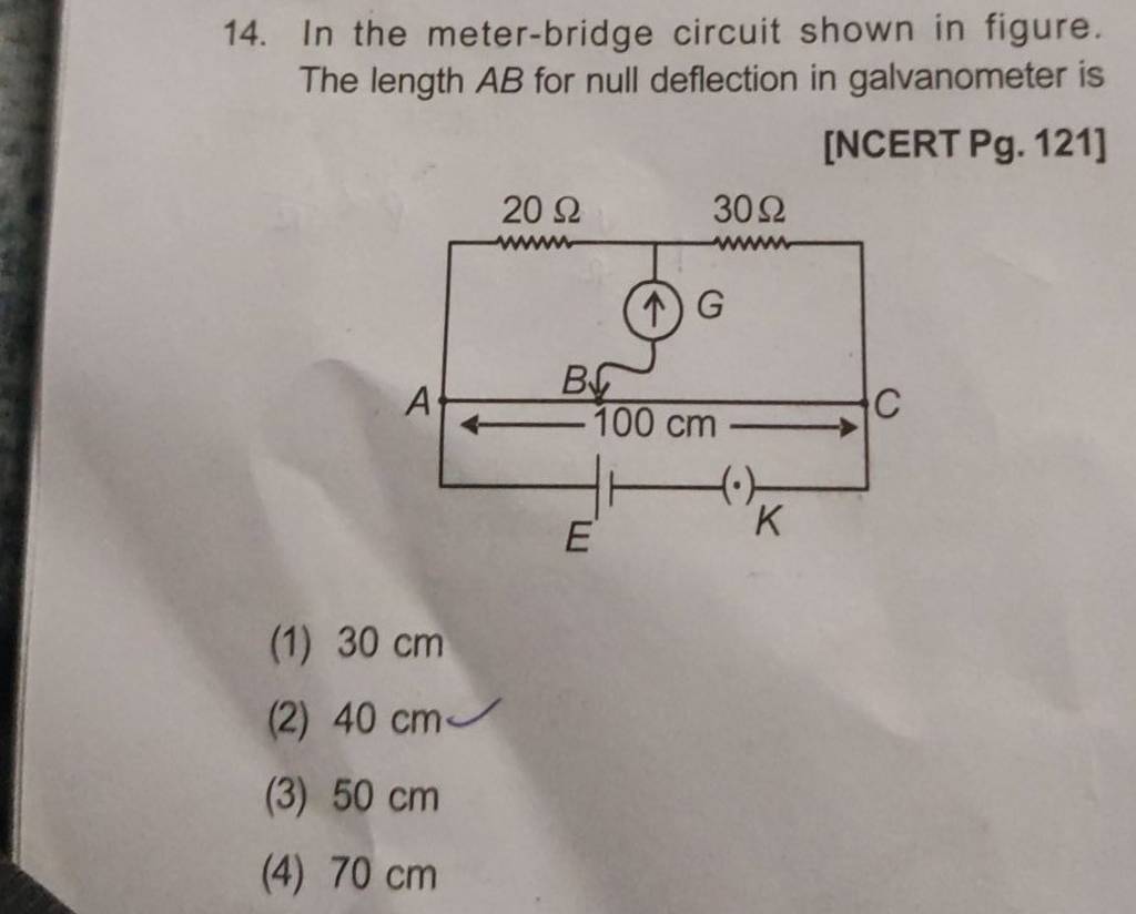 in the meter bridge experiment the length ab