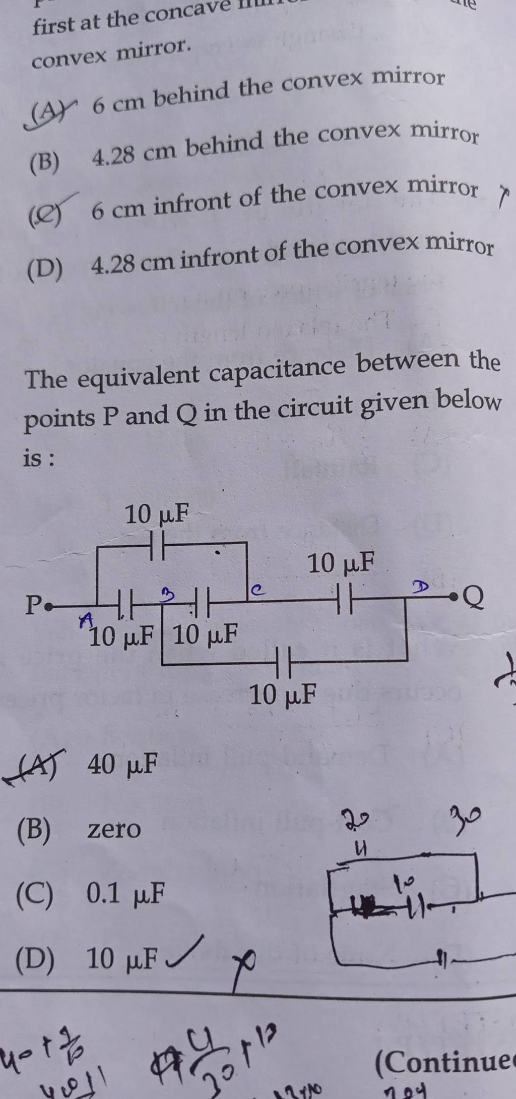 The Equivalent Capacitance Between The Points P And Q In The Circuit Give..