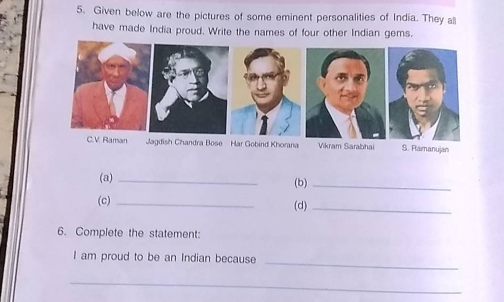 Given below are the pictures of some eminent personalities of India. They..