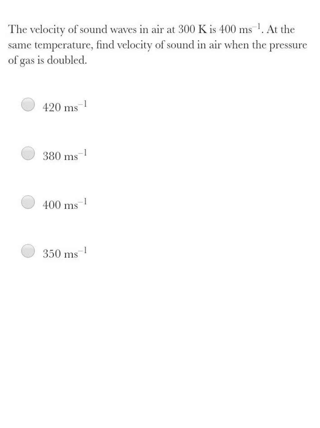 Velocity Of Sound Waves