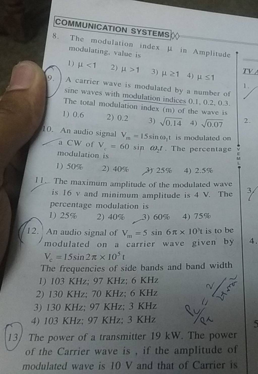 a-carrier-wave-is-modulated-by-a-number-of-sine-waves-with-modulation-ind