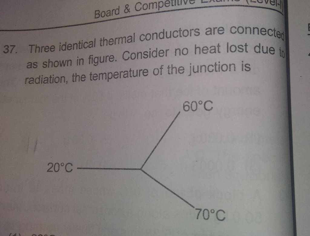 37. Three identical thermal conductors are connected as shown in figure.