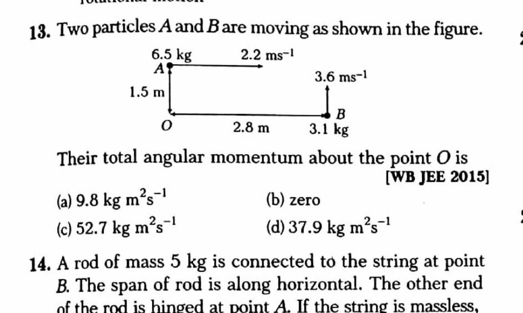 Two Particles A And B Are Moving As Shown In The Figure. Their Total Angu..