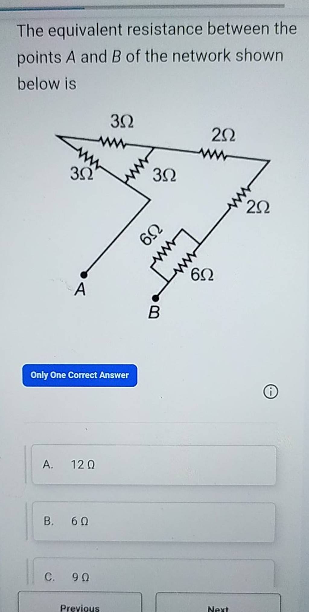 The equivalent resistance between the points A and B of the network shown..