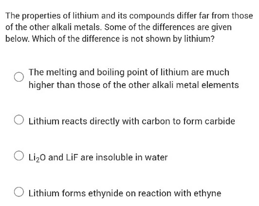 the-properties-of-lithium-and-its-compounds-differ-far-from-those-of-the