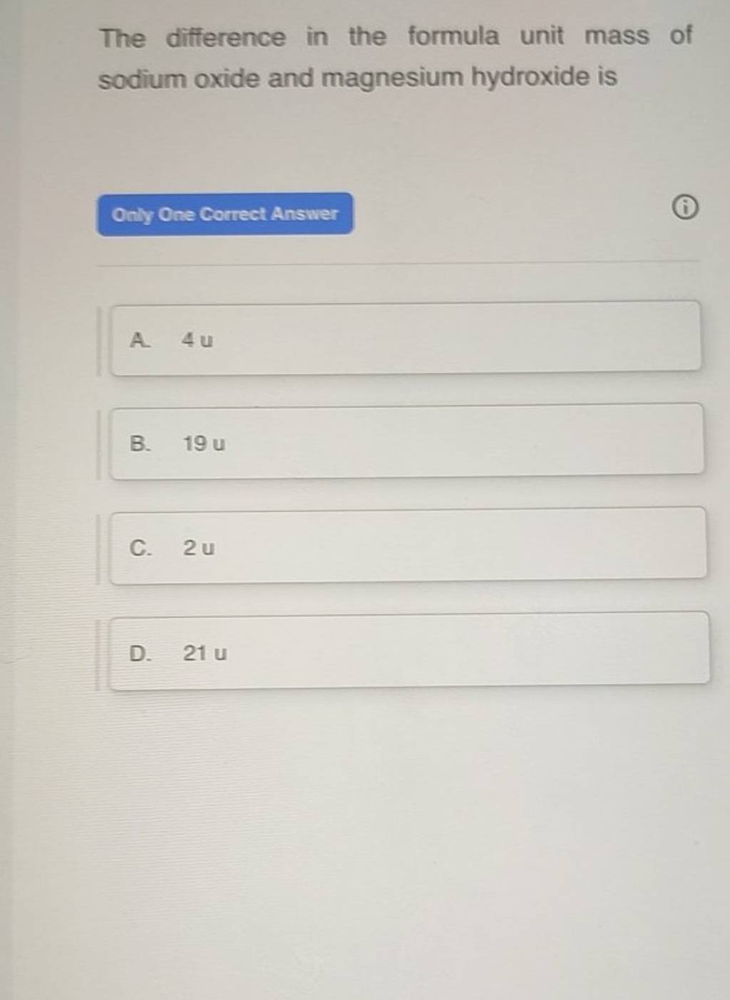 The difference in the formula unit mass of sodium oxide and magnesium hyd..