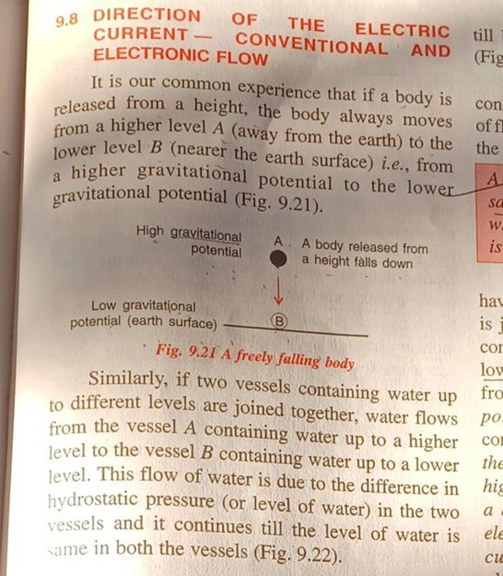 9.8 DIRECTION OF THE ELECTRIC till CURRENT CONVENTIONAL AND ELECTRONIC