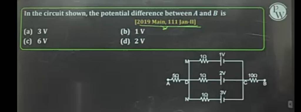 In The Circuit Shown, The Potential Difference Between A And B Is [22019