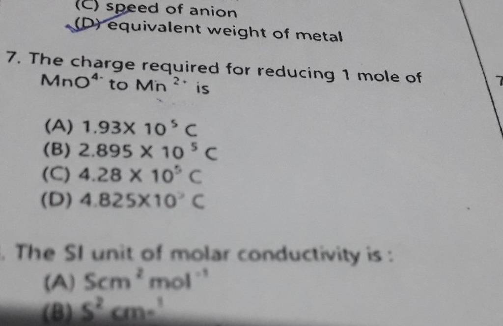 The SI unit of molar conductivity is : | Filo