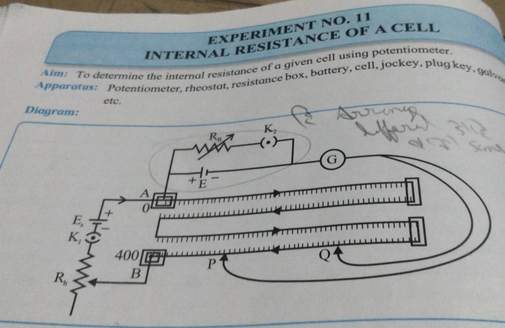 internal resistance of a cell using potentiometer experiment class 12