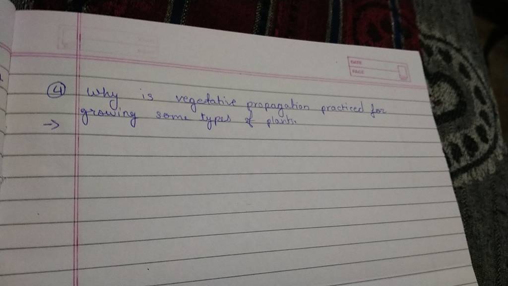 (4) Why is vegetative propagation practiced for growing some types of pla..