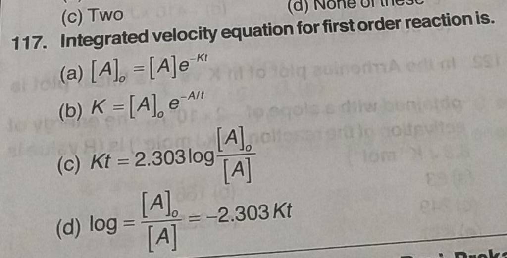 Integrated Integrated velocity equation for first order reaction is...