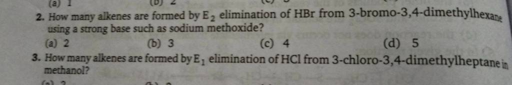 How Many Alkenes Are Formed By E Elimination Of Hbr From Bromo