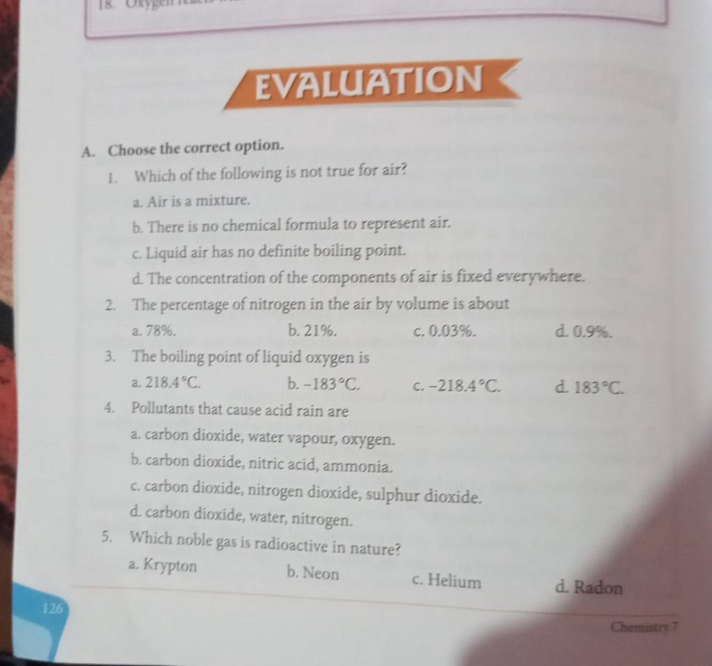 The boiling point of liquid oxygen is Filo