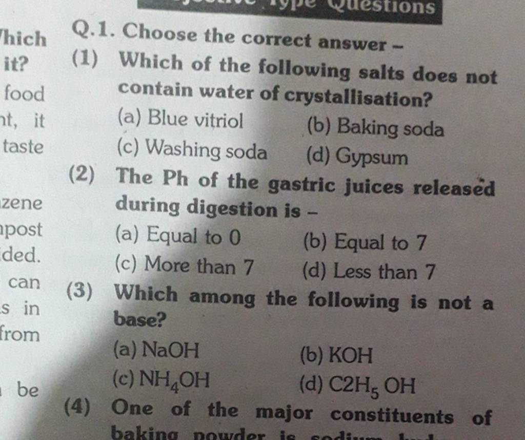 The Ph of the gastric juices released during digestion is - | Filo